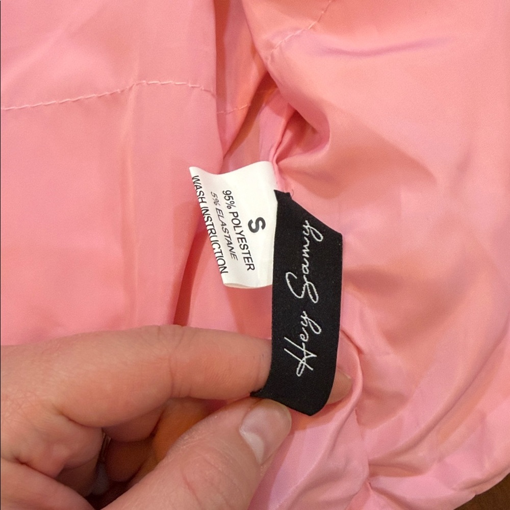 Lucy Paris Beige and Pink Puffer Vest - Picture 2 of 5